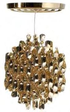SPIRAL SP1 PENDANTS Ø48 cm / H: 115 cm Hanging lamp with one cluster of gold spirals suspended in nylon