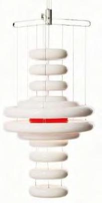 725 SPIRAL SP3 Ø48 cm / H: 220 cm Hanging lamp with three clusters of coloured spirals suspended in nylon strings. White ceiling plate (incl).