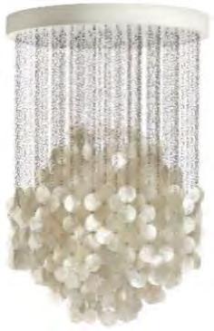 no. EU: 10620606001001 5.245 FUN 4DM Ø56 cm / H: 110 cm Hanging lamp with one cluster of mother of pearl discs.