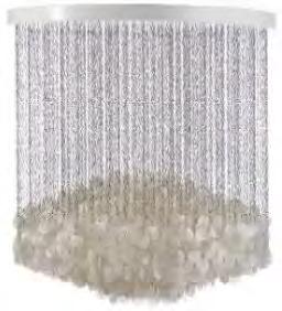 no. EU: 10650606001001 3.880 FUN 7DM Ø100 cm / H: 110 cm Hanging lamp with one large cluster of mother of pearl discs.