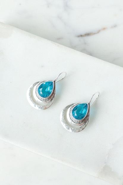 length E1067 *New Blue CZ and Sterling Silver Earrings, Blue