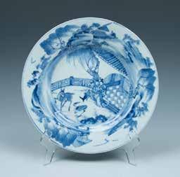103 A BLUE AND WHITE FIGURAL PLATE.