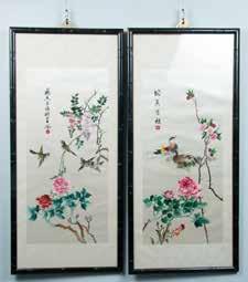 207 A PAIR OF FLOWER AND BIRD EMBROIDERY 花鸟刺绣一对 The