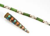 together with a Chinese 14ct gold and nephrite baton bracelet (2) 120-180 134.