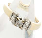 central modern brilliant cut in claw setting on yellow metal shank, ring size P, 2.