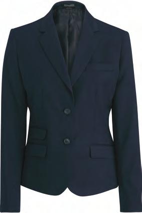 lapel with two lower flap pockets and one watch pocket, one upper welt pocket and two lower inside pockets, center back vent on hip-length suit coat Pants are fully lined with a contoured waist that