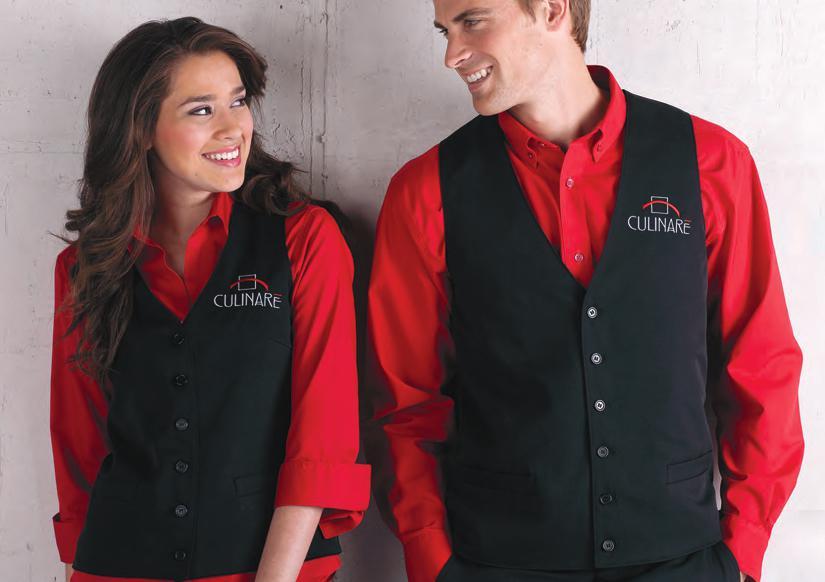 90 Firenza Vests have v-neck, matching buttons, functional pockets,