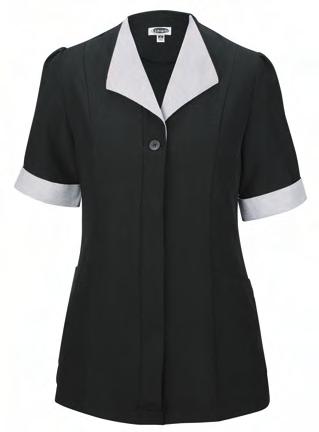SPUN POLYESTER ESSENTIAL HOUSEKEEPING COLLECTION Contrasting pincord collar and cuff on Tunic.