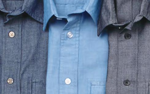 curved hem and side vents 75% Cotton/25% Polyester Chambray, 4.8 oz.