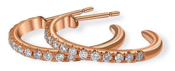R 15 950 Stock Code: 212136 9ct rose gold small hoop earrings with claw set round brilliant Diamonds.