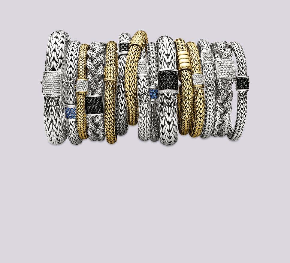G H I J K L M N O. Large chain bracelet with diamond pavé, $2,495. Medium chain bracelet with blue sapphires, $695. Gold extra-small chain bracelet with diamond pavé, $4,550.