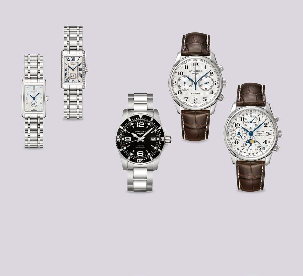 . Longines olcevita stainless steel 20.50 x 32mm watch, mother-of-pearl dial set with 13 diamonds, $1,575. Longines olcevita stainless steel 20.50 x 32mm watch, case set with 46 diamonds on the bezel, $3,050.