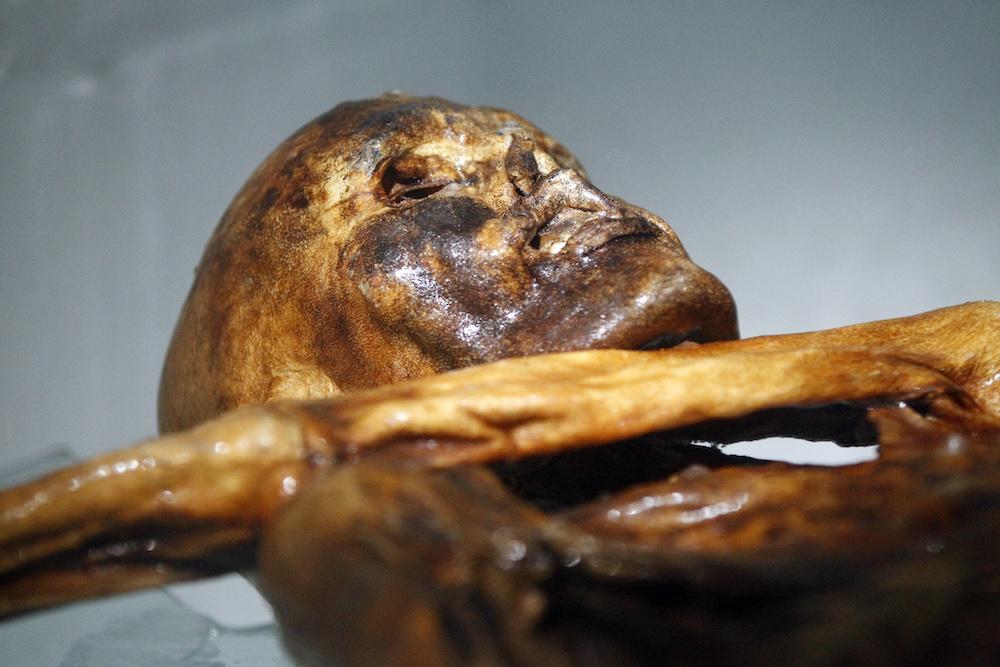 The first thing Peschel does during his checkups is take a peek at Ötzi through the window museum visitors use.