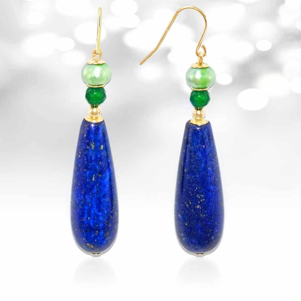 1911/707 DROP earrings with LAPIS LAZULI, JADE AND