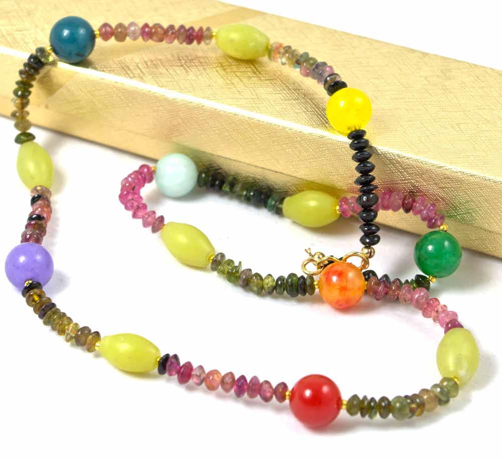 multi-coloured tourmalin necklace with