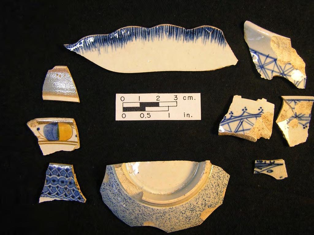 Thwings Point 2011 12 Figure 11. An example of some of the variety of pearlware found during excavations.