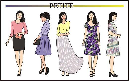 A. Body size a. Petite women As a small, petite figure, your main goal when choosing clothing and accessories is to create a visual effect of continuity.