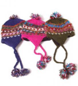 mall etal Heart Decoration - G-NA-D1 Hand Knitted ilk and Wool Earflap Hat -