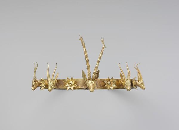 10.5 DIADEM WITH FOUR GAZELLES AND STAG A unique diadem featuring rosettes and multiple gazelle heads combined with a central stag and found in the eastern Delta, at el-salhiya is considered to be of