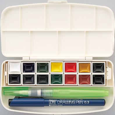 paper/a lid can be used as a palette The most suitable WSKG- Suitable WSKG-2 TRANSPARENT WATERCOLOR PALLETE PEARLESCENT WATERCOLOR JEWEL