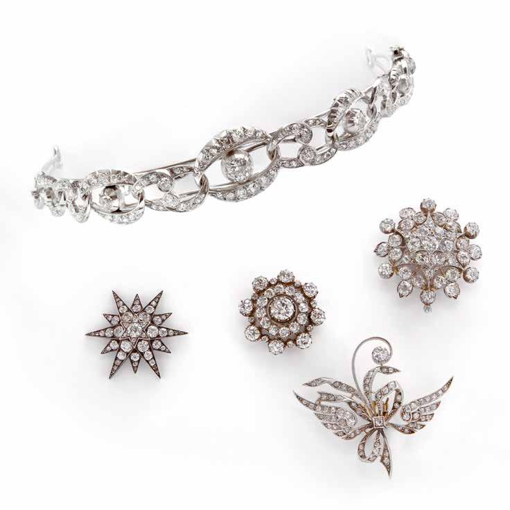 Antique diamond tiara circa 1870 Victorian diamond brooch estimated weight = 12 carats circa 1870 Victorian Diamond cluster