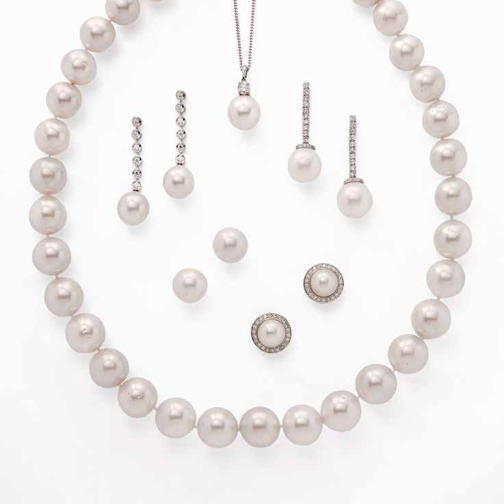 South Sea pearl & diamond drop earrings South Sea pearl & diamond pendant South Sea pearl & diamond drop