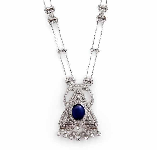 Art deco sapphire & diamond pendant necklace Sapphire being cabochon cut circa 1925 Refer to page 11 If you require further