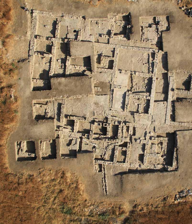 An aerial view shows the immense administrative building constructed around 500 b.c. and used until the 2nd century b.c. as it appeared after more than 10 years of excavation.
