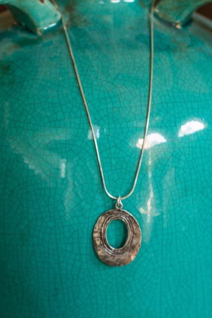 Oblong Hammered Pendant 17 to 19 length (2