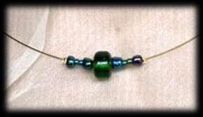 Anaïs necklace Green and bluish green glass pearls mounted