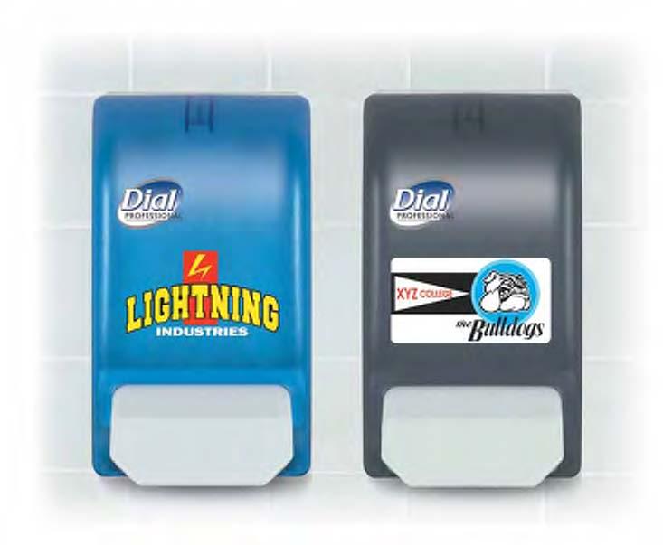 CUSTOM DISPENSER LABELS Dispensers * can be personalized for your customers: Schools, Colleges, Hospitals, Airports, Hotel Chains, Sports Arenas, and more. ADJUSTABLES Available in 2 x 2 or 3.5 x 1.