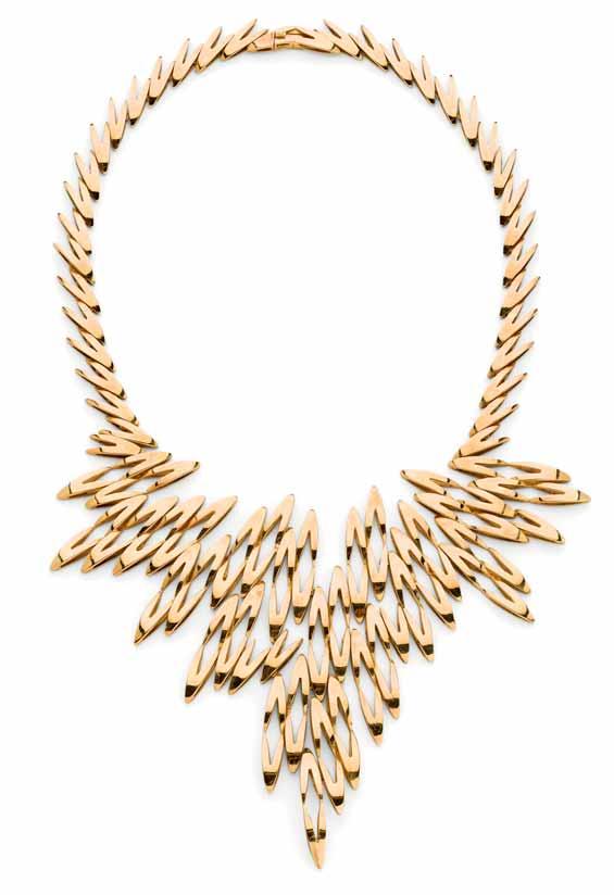 11 18 A contemporary Swiss necklace composed of polished interlocking V