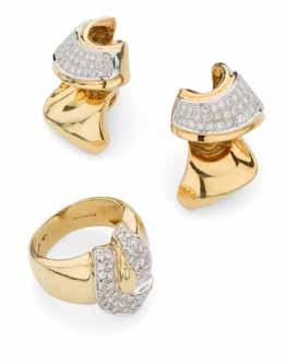 25 54 A pair of diamond set cluster earrings each claw set with a round brilliant cut diamond, in a border of eight round brilliant cut diamonds, to post 1,800-2,500 55 A sapphire and diamond set