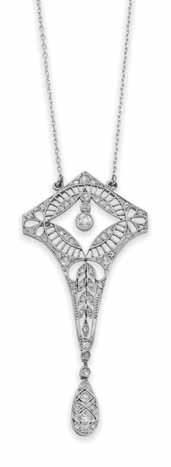 .. Manchester Length of pendant: 56mm 800-1,200 65 A pair of diamond set ear studs each claw set with a single round cut unmarked 12,500-14,000 66 An Edwardian diamond set bangle of hinged design,
