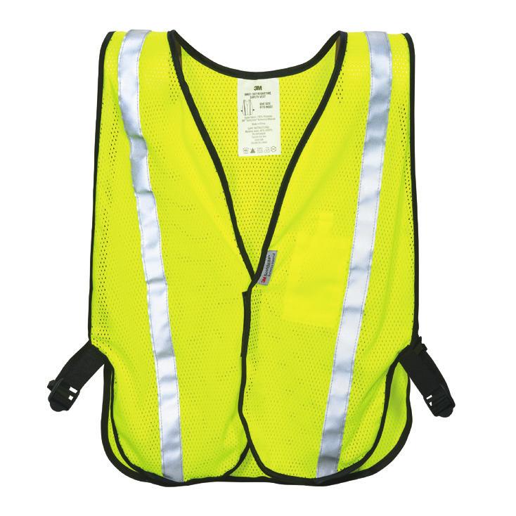 crossing, parking lots, traffic direction Available in fluorescent yellow with 2" 3M Scotchlite Reflective Material Knit polyester vest that provides 360 degree reflective material Front radio pocket