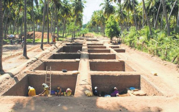 The big scoop: The Archaeological Survey of India s excavation site in Keezhadi village, near Madurai.
