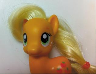 Applejack AJ s hair is the easiest to do because it s a simple straight ponytail and then just a trim-and-flatten of the bangs.