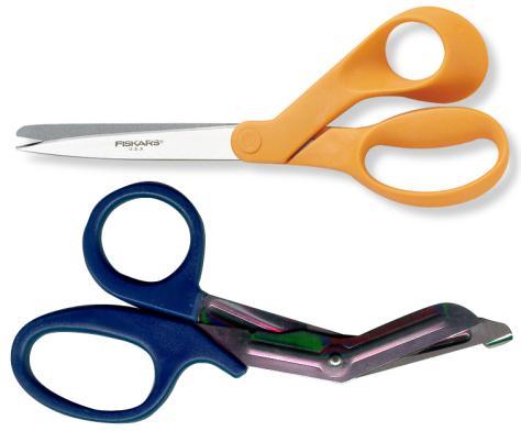 Scissors are made with two straight blades. Shears, on the other hand, have one straight and one bent blade.