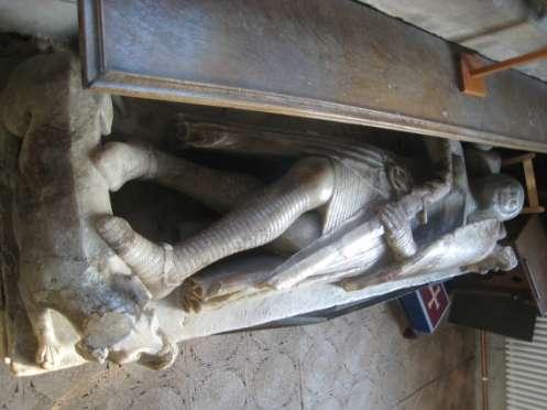 The first alabaster tomb Hanbury in Staffordshire. A crusader Knight of sated as 1300 with crossed legs believed to be Sir John de Hanbury (but may be 1340).