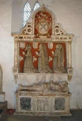 Murals Ratcliffe on Soar s renaissance tomb with mural monument above. These were probably constructed at different times. Henry Sacheverall (1625) and his three wives.