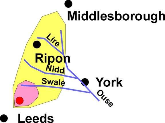 The mining areas 2 - Yorkshire Buttercrambe The red dot is Ledsham which may not have been exploited
