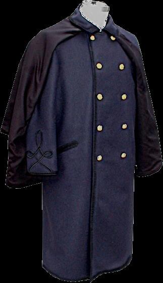 If buttons are chosen, all ranks except Generals use the 10 button Coat, 7 button Cape pattern. Made in USA! Progressive rows of black silk sleeve braid indicate the rank of the officer.