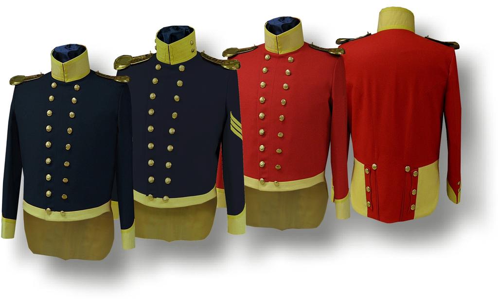 Page 18 1832 Enlisted dragoons and dragoon musicians Dress Coatee 1832 Enlisted Dragoon Dress Coats for Private and Sergeant. Corporals wear the Privates coat with 2 Sleeve Chevrons.