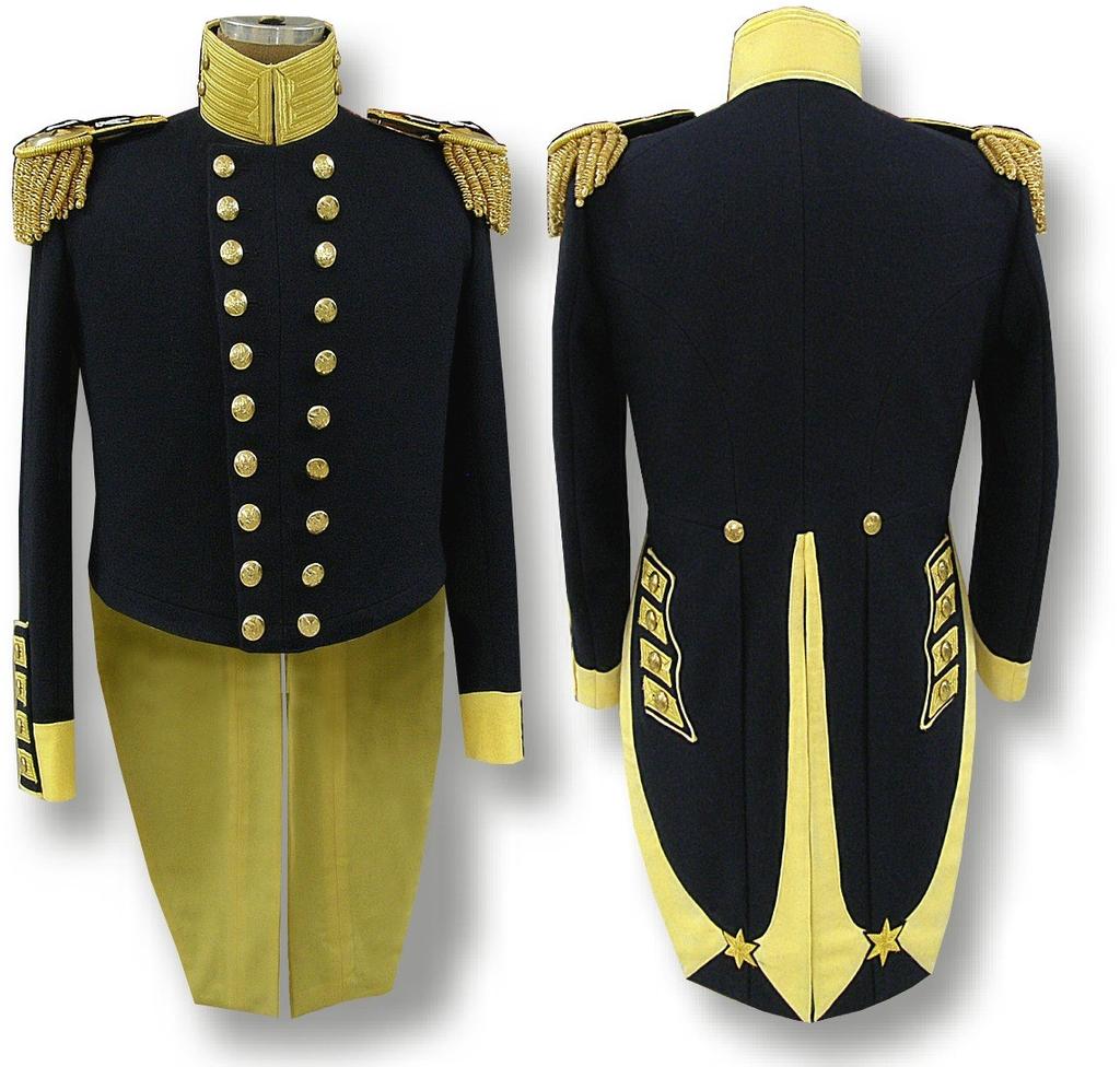 Page 6 Model 1832 to 1851 officer s dress tailcoats General Information about officer s uniforms from this time period: The model 1832 Tail Coat was the Dress Uniform for Officers from 1832 until