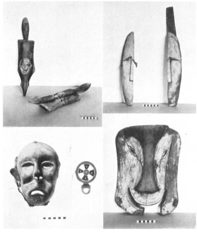 AMERICAN.ANTHKOPOLO(~IST, N. S., \'OL, 38 Old masks from Hologochaket and Shagcluh.
