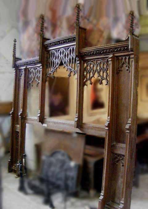 Vintage European Wood Gothic Reredos