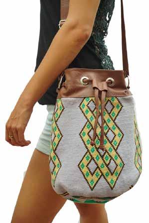 wayuu bags innovative MODELS wayuu bucketbag / SYNTHETIC LEATHER BOARDER AND adjustable
