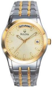 98C60E Bulova Bracelet Men's Watches. Light champagne patterned dial. Luminous hands and markers.