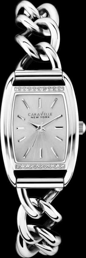 75 inches D: inches. deep 43L169 From the Bulova Caravelle Ladies Crystal Collection.