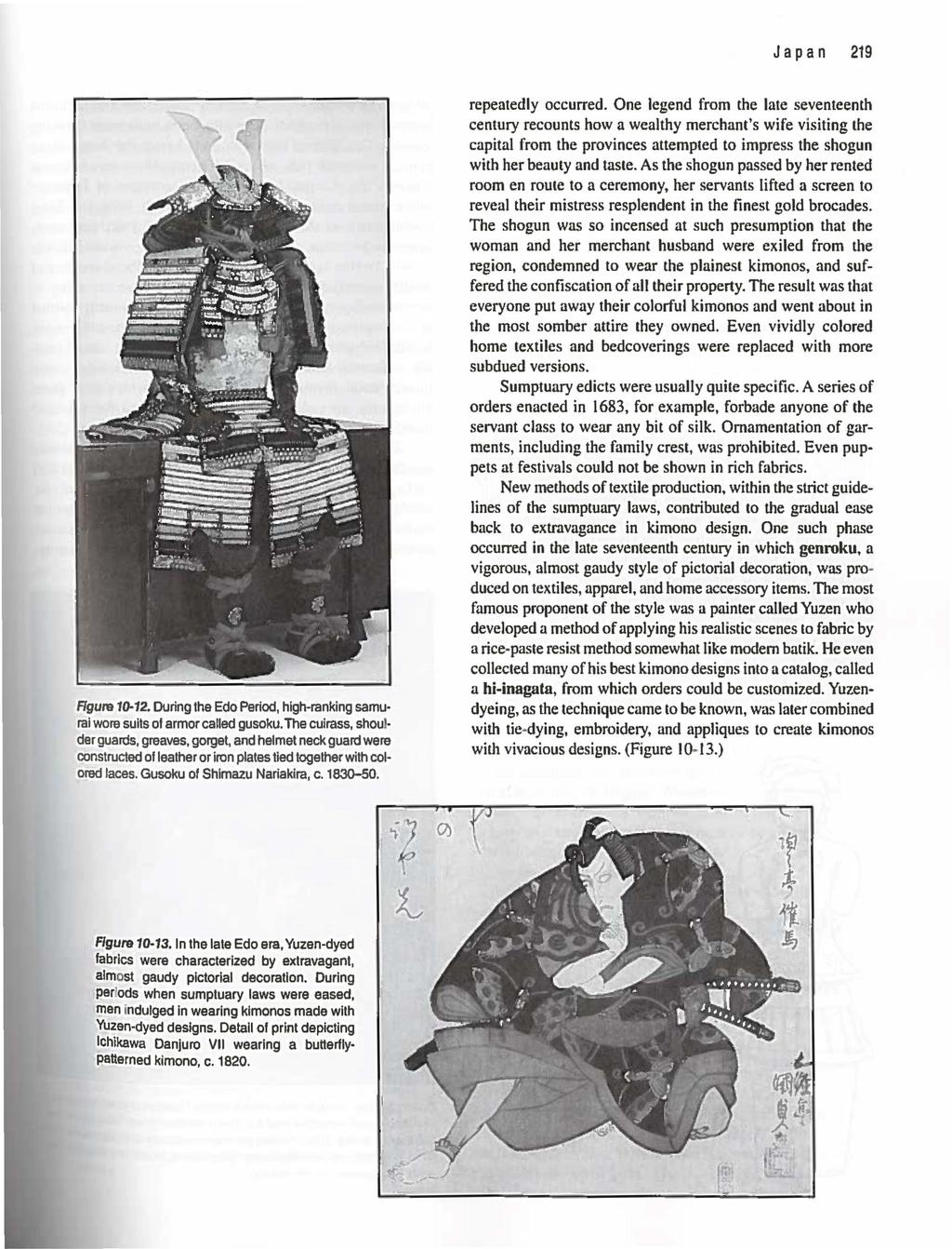 Japan 219 Figure 10..12. During the Edo Period, high-ranking samu ral wore suits of armor called gusoku.